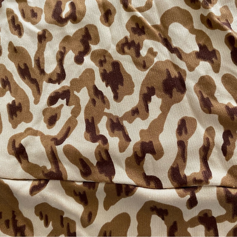 Cache Leopard Print Cross-Front Silk Blouse Size S - image 7